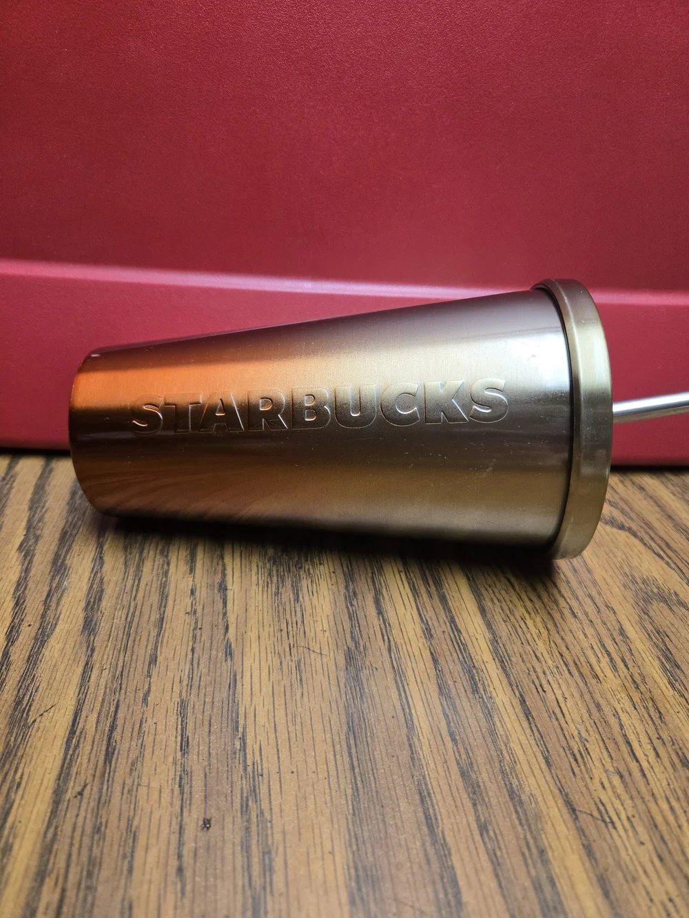 Starbucks Metallic Copper Tumbler with Straw.
